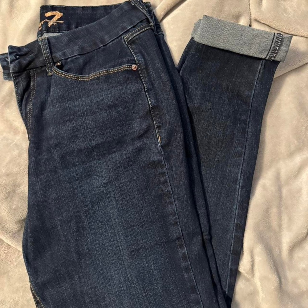 Seven7 Womens Dark Wash Skinny Jeans Size 14 Indigo Denim Slim Fit Pants - Picture 4 of 4
